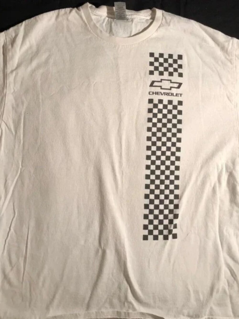 Chevrolet Racing Men's Shirt Size XL White + Black Checkered Team Chevy Logo